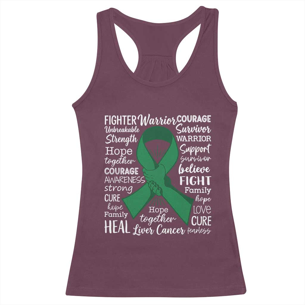 Liver Cancer Support Gift Racerback Tank Top Fearless Unbreakable Warrior Hope