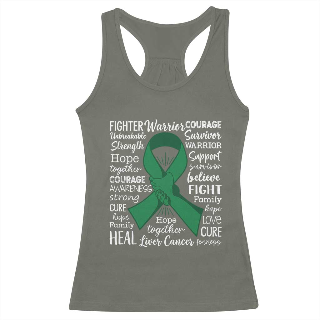 Liver Cancer Support Gift Racerback Tank Top Fearless Unbreakable Warrior Hope
