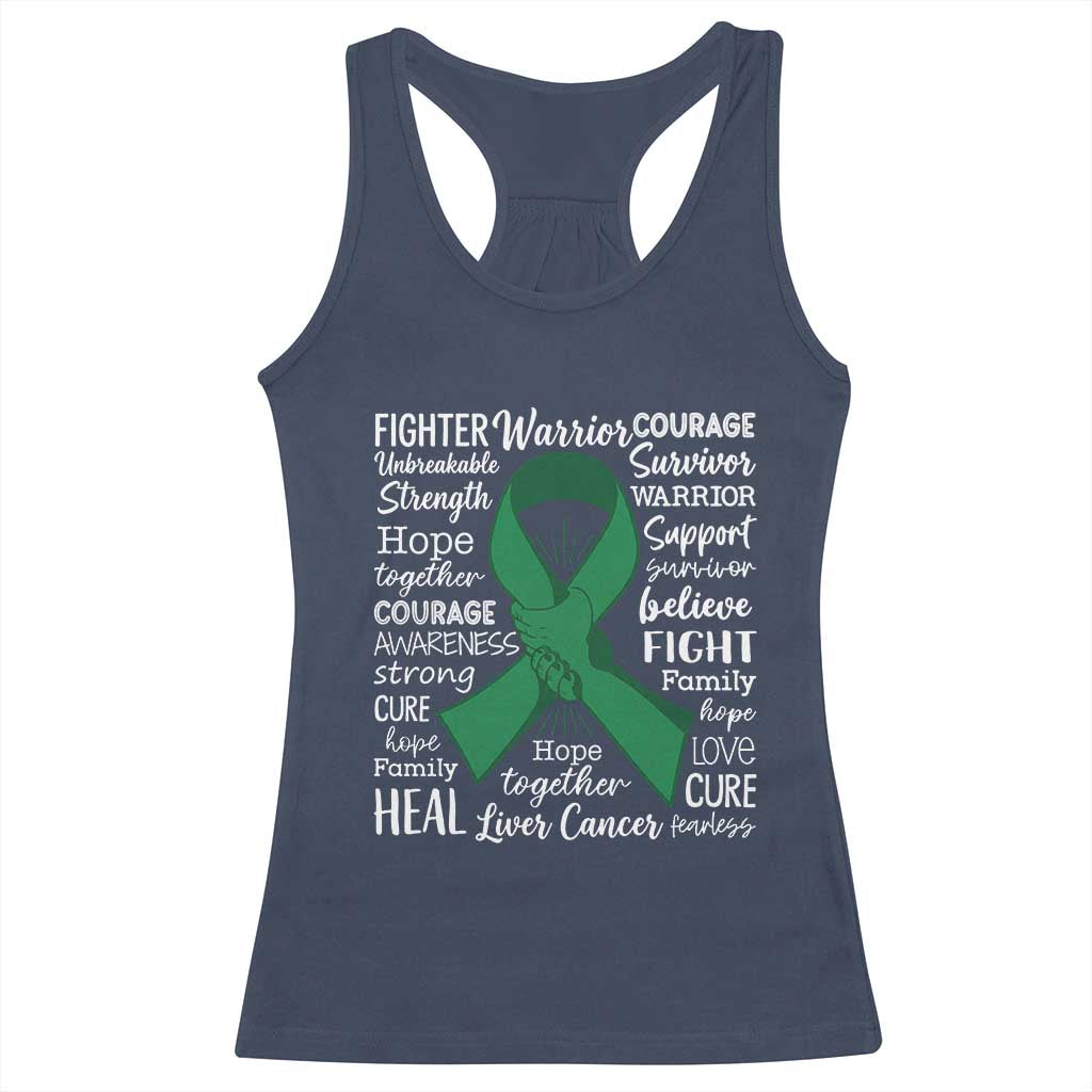 Liver Cancer Support Gift Racerback Tank Top Fearless Unbreakable Warrior Hope