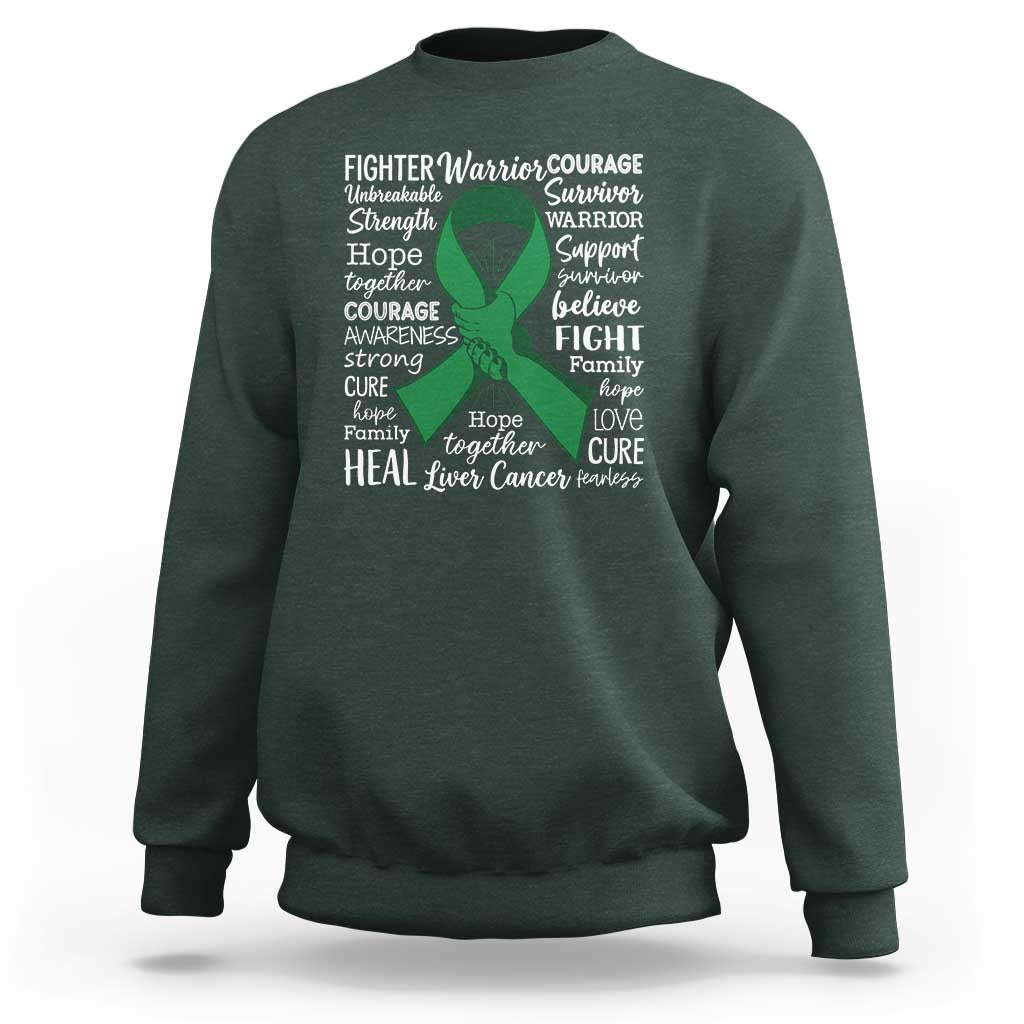 Liver Cancer Support Gift Sweatshirt Fearless Unbreakable Warrior Hope