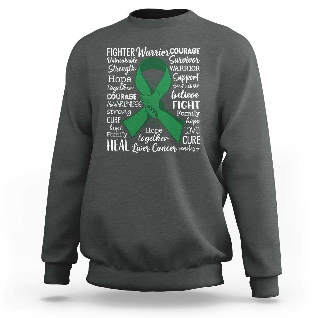 Liver Cancer Support Gift Sweatshirt Fearless Unbreakable Warrior Hope
