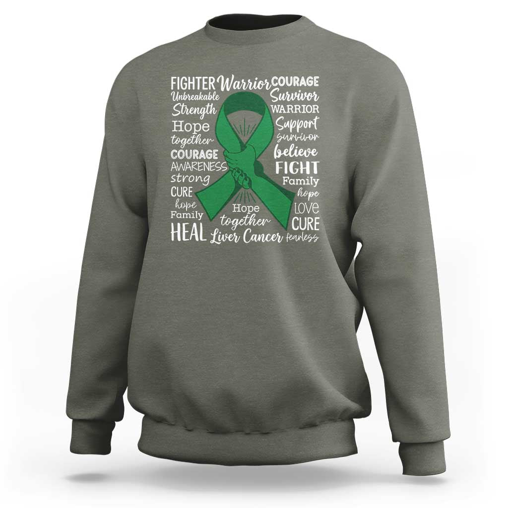 Liver Cancer Support Gift Sweatshirt Fearless Unbreakable Warrior Hope