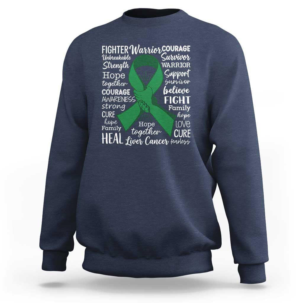 Liver Cancer Support Gift Sweatshirt Fearless Unbreakable Warrior Hope
