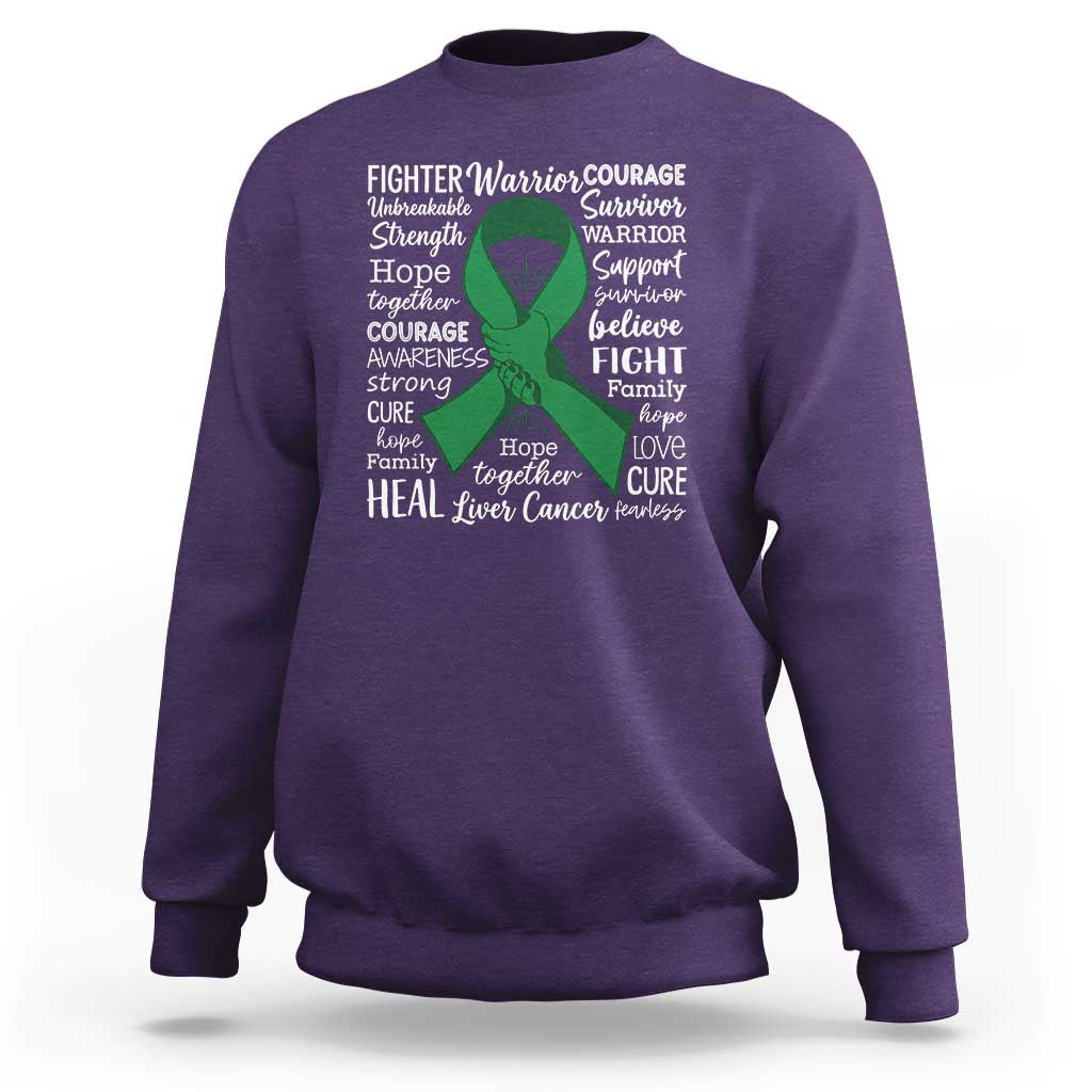 Liver Cancer Support Gift Sweatshirt Fearless Unbreakable Warrior Hope
