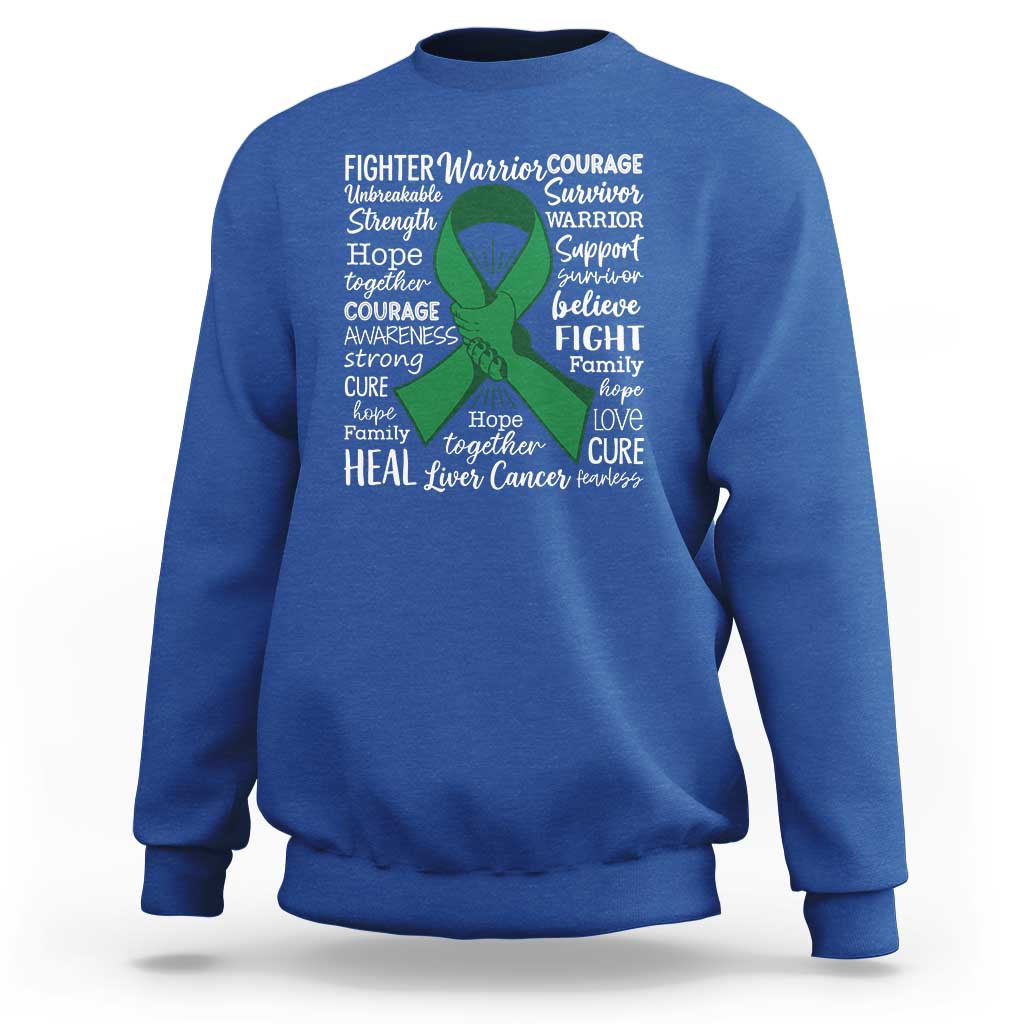 Liver Cancer Support Gift Sweatshirt Fearless Unbreakable Warrior Hope