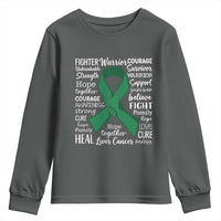 Liver Cancer Support Gift Youth Sweatshirt Fearless Unbreakable Warrior Hope
