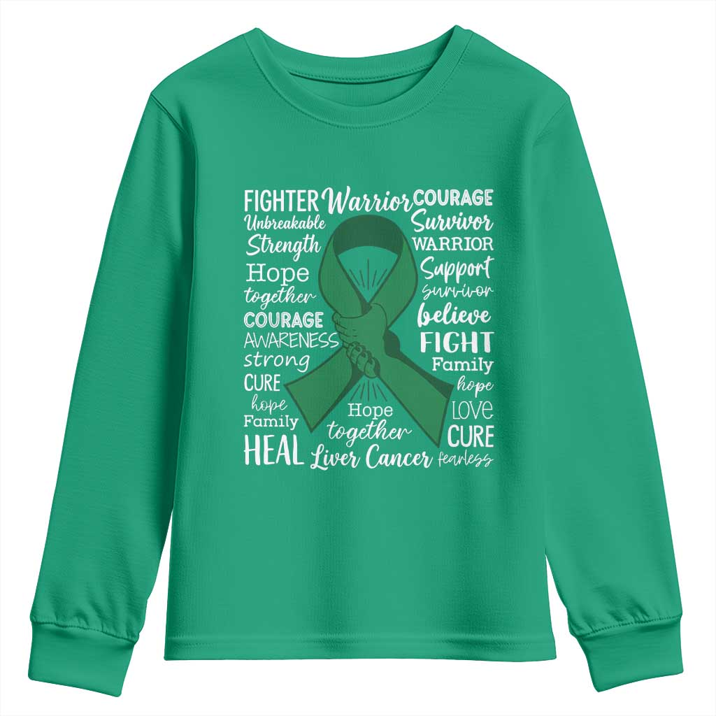 Liver Cancer Support Gift Youth Sweatshirt Fearless Unbreakable Warrior Hope