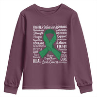Liver Cancer Support Gift Youth Sweatshirt Fearless Unbreakable Warrior Hope