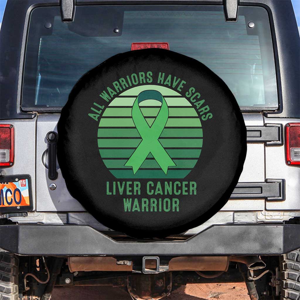 All Warriors Have Scars Liver Cancer Spare Tire Cover Green Ribbon Survivor Fighter Gift