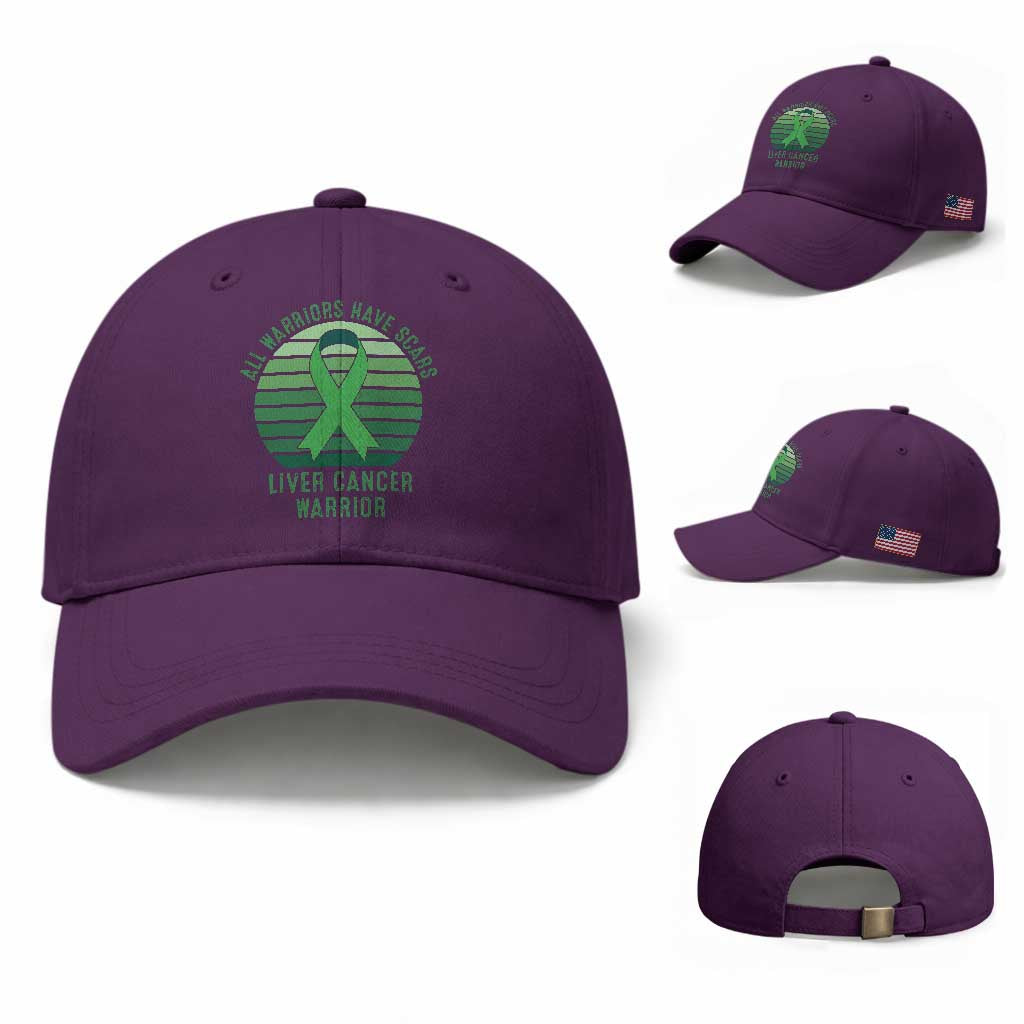 All Warriors Have Scars Liver Cancer Baseball Cap Green Ribbon Survivor Fighter Gift