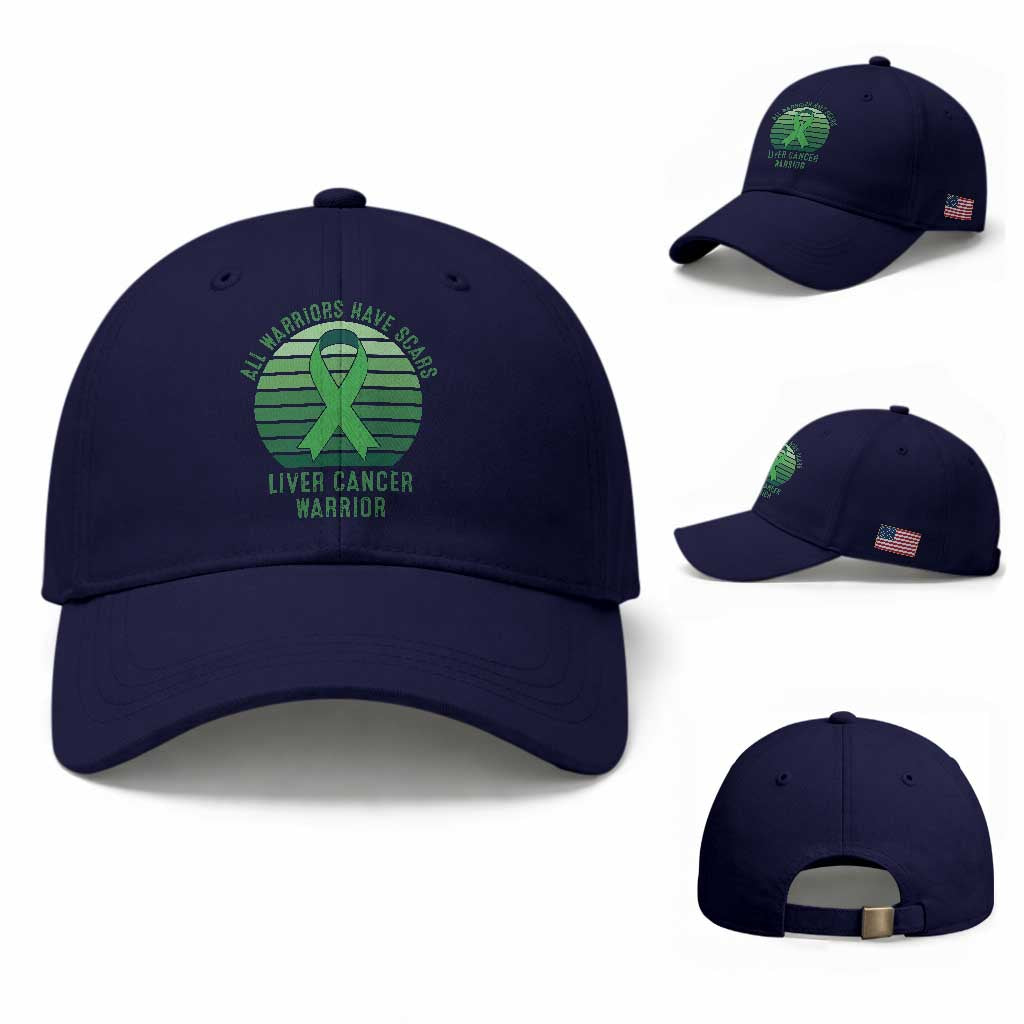 All Warriors Have Scars Liver Cancer Baseball Cap Green Ribbon Survivor Fighter Gift