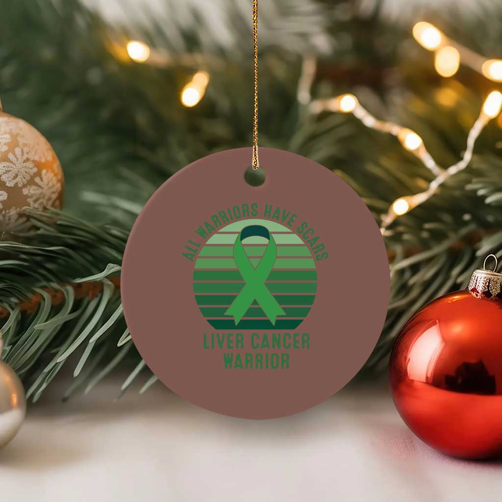 All Warriors Have Scars Liver Cancer Ceramic Ornament Green Ribbon Survivor Fighter Gift