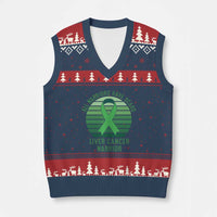 All Warriors Have Scars Liver Cancer V-Neck Knit Sweater Vest Green Ribbon Survivor Fighter Gift
