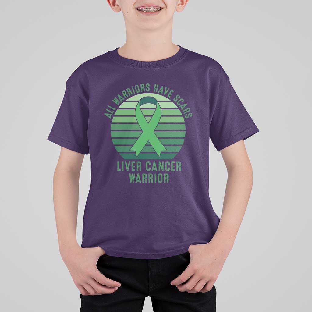 All Warriors Have Scars Liver Cancer T Shirt For Kid Green Ribbon Survivor Fighter Gift