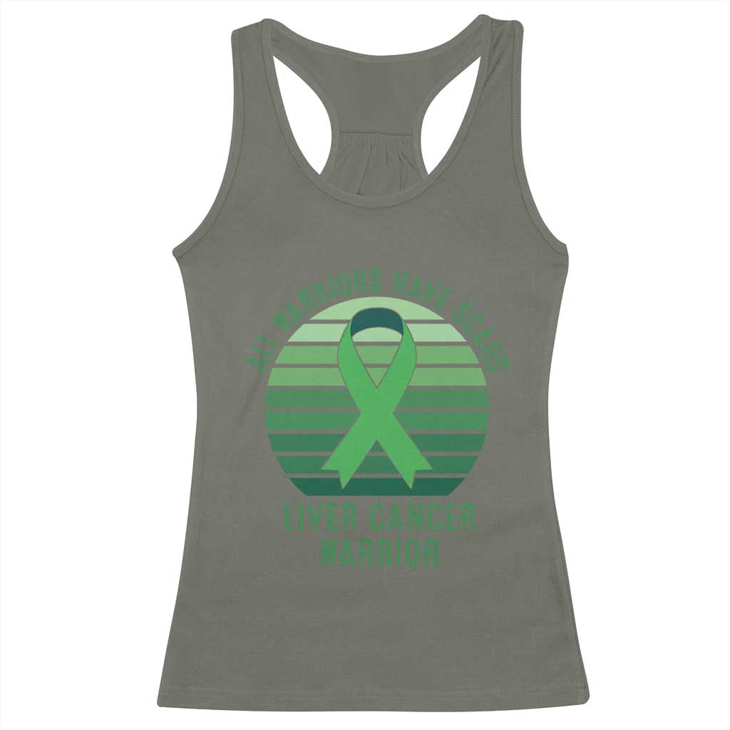 All Warriors Have Scars Liver Cancer Racerback Tank Top Green Ribbon Survivor Fighter Gift