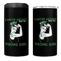 Liver Cancer Warrior Unbreakable Gift 4 in 1 Can Cooler Tumbler Cancer Messed With The Wrong Girl