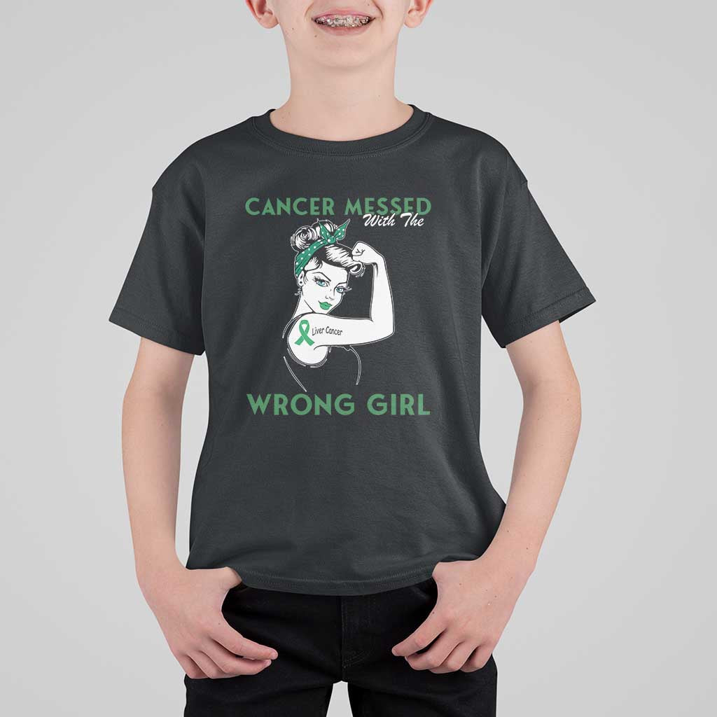 Liver Cancer Warrior Unbreakable Gift T Shirt For Kid Cancer Messed With The Wrong Girl