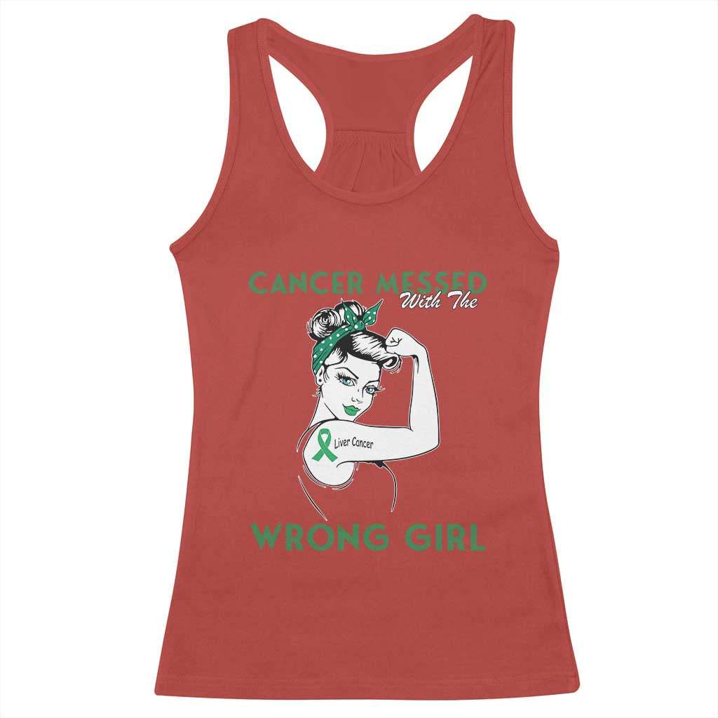 Liver Cancer Warrior Unbreakable Gift Racerback Tank Top Cancer Messed With The Wrong Girl
