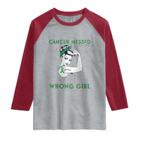 Liver Cancer Warrior Unbreakable Gift Raglan Shirt Cancer Messed With The Wrong Girl
