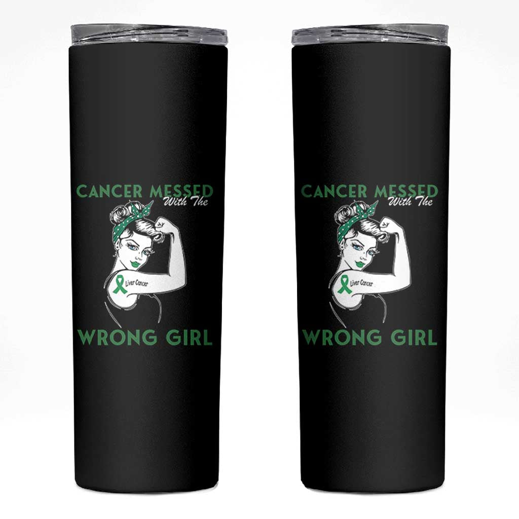 Liver Cancer Warrior Unbreakable Gift Skinny Tumbler Cancer Messed With The Wrong Girl