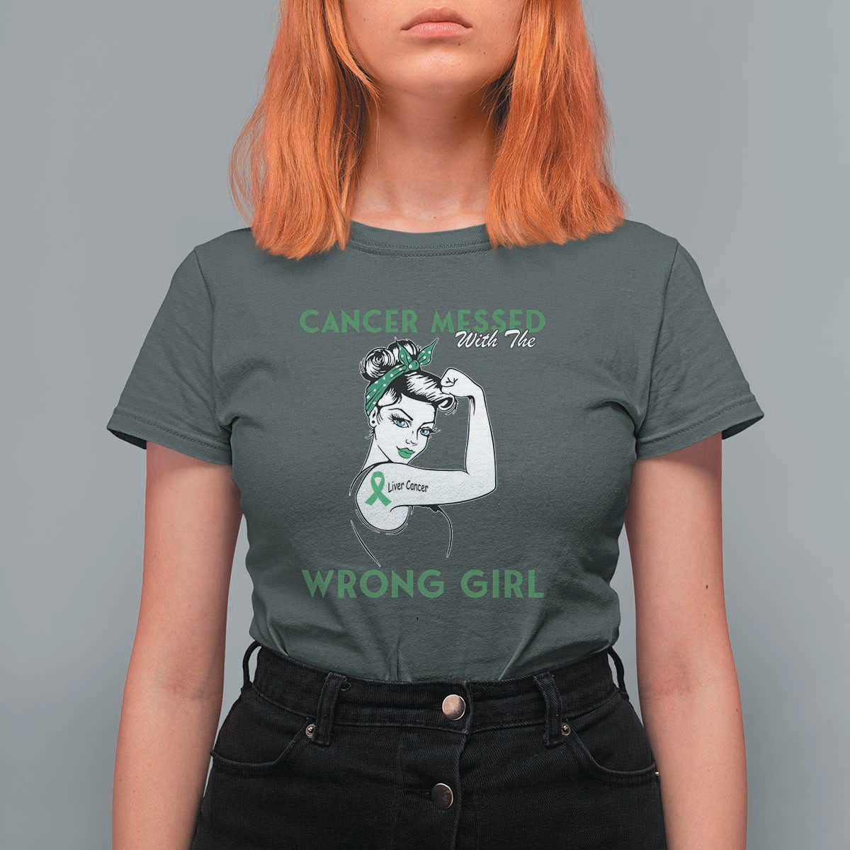 Liver Cancer Warrior Unbreakable Gift T Shirt For Women Cancer Messed With The Wrong Girl