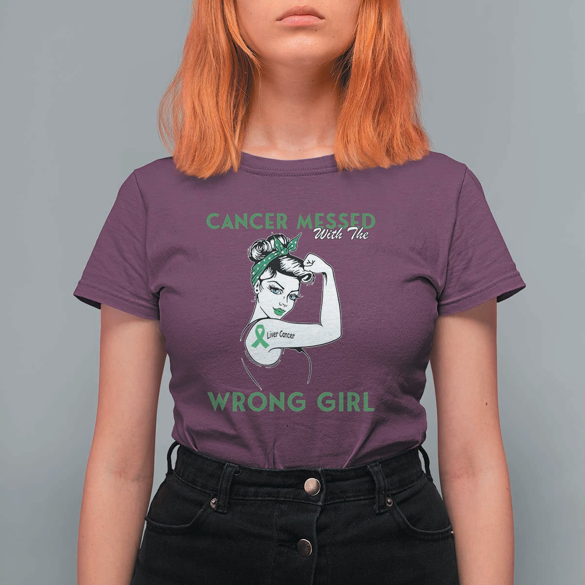 Liver Cancer Warrior Unbreakable Gift T Shirt For Women Cancer Messed With The Wrong Girl