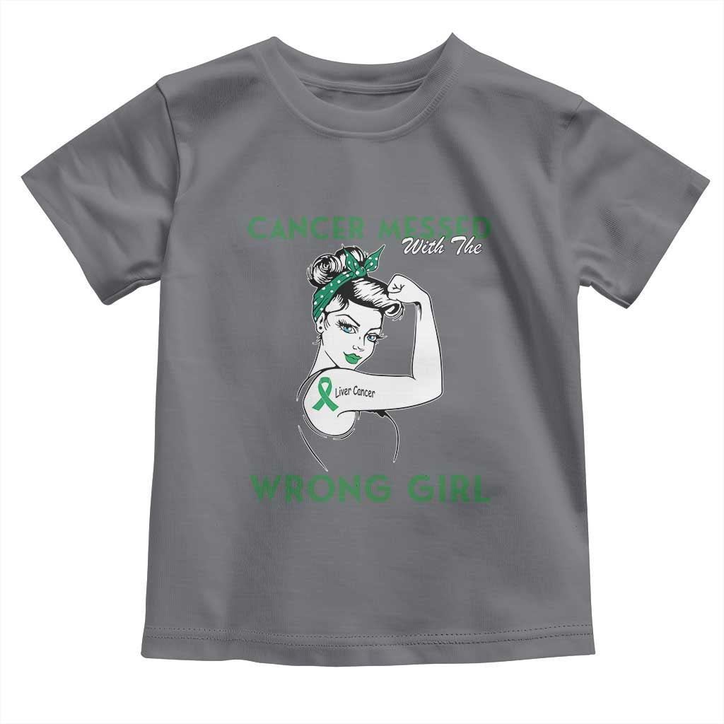 Liver Cancer Warrior Unbreakable Gift Toddler T Shirt Cancer Messed With The Wrong Girl