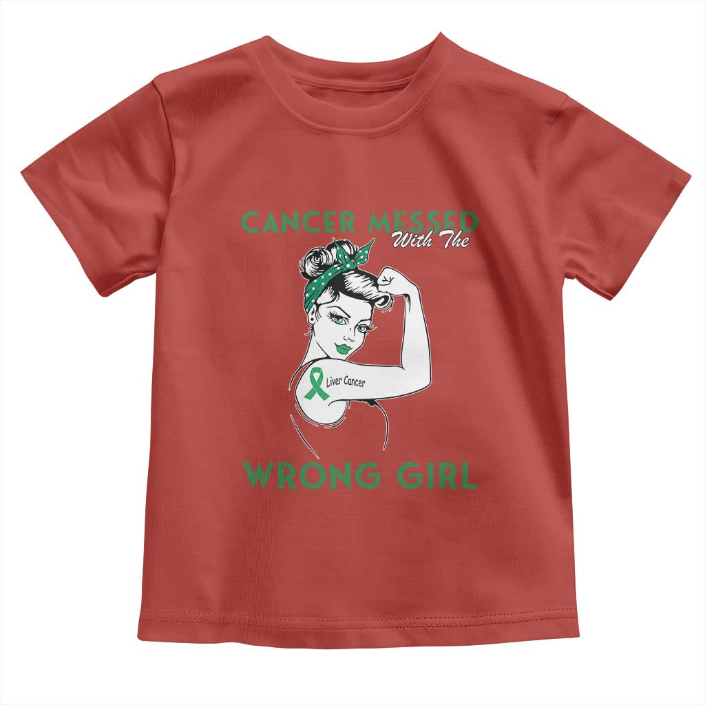 Liver Cancer Warrior Unbreakable Gift Toddler T Shirt Cancer Messed With The Wrong Girl