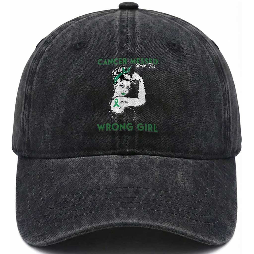 Liver Cancer Warrior Unbreakable Gift Washed Cotton Baseball Cap Cancer Messed With The Wrong Girl