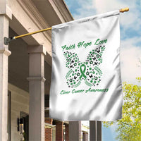 Faith Hope Love Liver Cancer Awareness Garden Flag Butterfly Ribbon Floral Gift