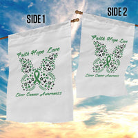 Faith Hope Love Liver Cancer Awareness Garden Flag Butterfly Ribbon Floral Gift