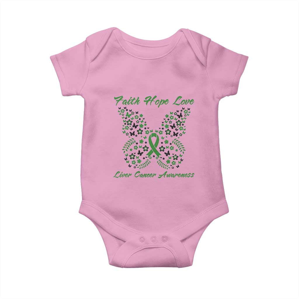 Faith Hope Love Liver Cancer Awareness Baby Onesie Butterfly Ribbon Floral Gift