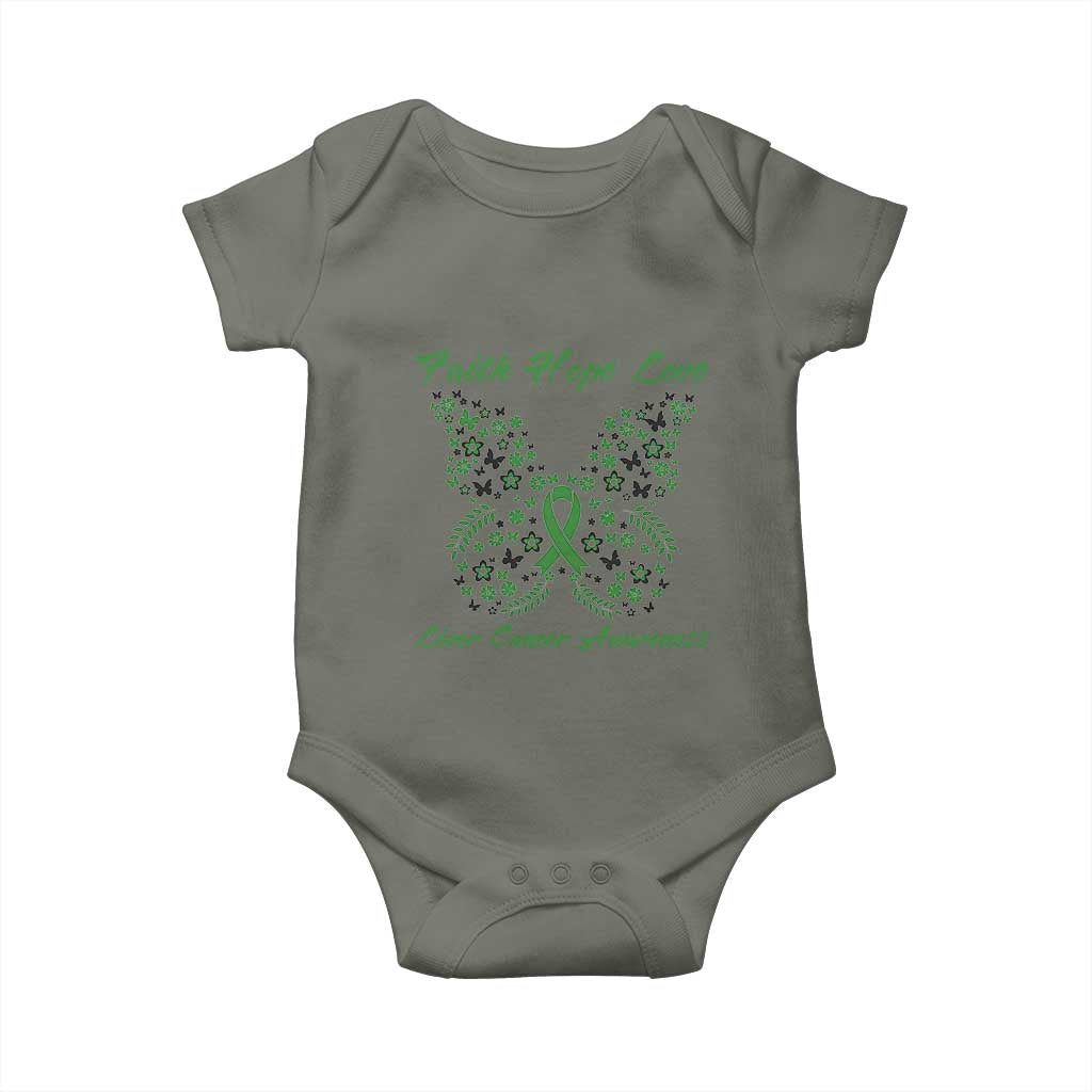 Faith Hope Love Liver Cancer Awareness Baby Onesie Butterfly Ribbon Floral Gift