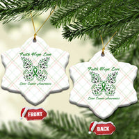 Faith Hope Love Liver Cancer Awareness Ceramic Ornament Butterfly Ribbon Floral Gift