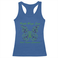 Faith Hope Love Liver Cancer Awareness Racerback Tank Top Butterfly Ribbon Floral Gift