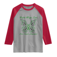 Faith Hope Love Liver Cancer Awareness Raglan Shirt Butterfly Ribbon Floral Gift