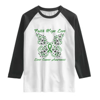 Faith Hope Love Liver Cancer Awareness Raglan Shirt Butterfly Ribbon Floral Gift
