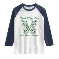 Faith Hope Love Liver Cancer Awareness Raglan Shirt Butterfly Ribbon Floral Gift