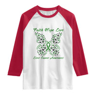 Faith Hope Love Liver Cancer Awareness Raglan Shirt Butterfly Ribbon Floral Gift