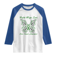 Faith Hope Love Liver Cancer Awareness Raglan Shirt Butterfly Ribbon Floral Gift