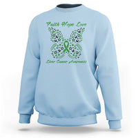 Faith Hope Love Liver Cancer Awareness Sweatshirt Butterfly Ribbon Floral Gift