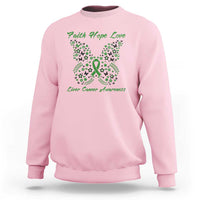 Faith Hope Love Liver Cancer Awareness Sweatshirt Butterfly Ribbon Floral Gift
