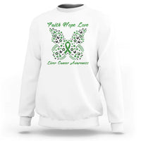 Faith Hope Love Liver Cancer Awareness Sweatshirt Butterfly Ribbon Floral Gift