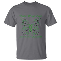 Faith Hope Love Liver Cancer Awareness T Shirt Butterfly Ribbon Floral Gift