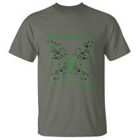 Faith Hope Love Liver Cancer Awareness T Shirt Butterfly Ribbon Floral Gift