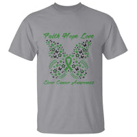 Faith Hope Love Liver Cancer Awareness T Shirt Butterfly Ribbon Floral Gift