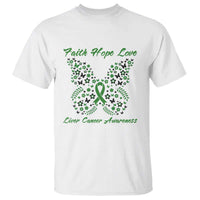 Faith Hope Love Liver Cancer Awareness T Shirt Butterfly Ribbon Floral Gift
