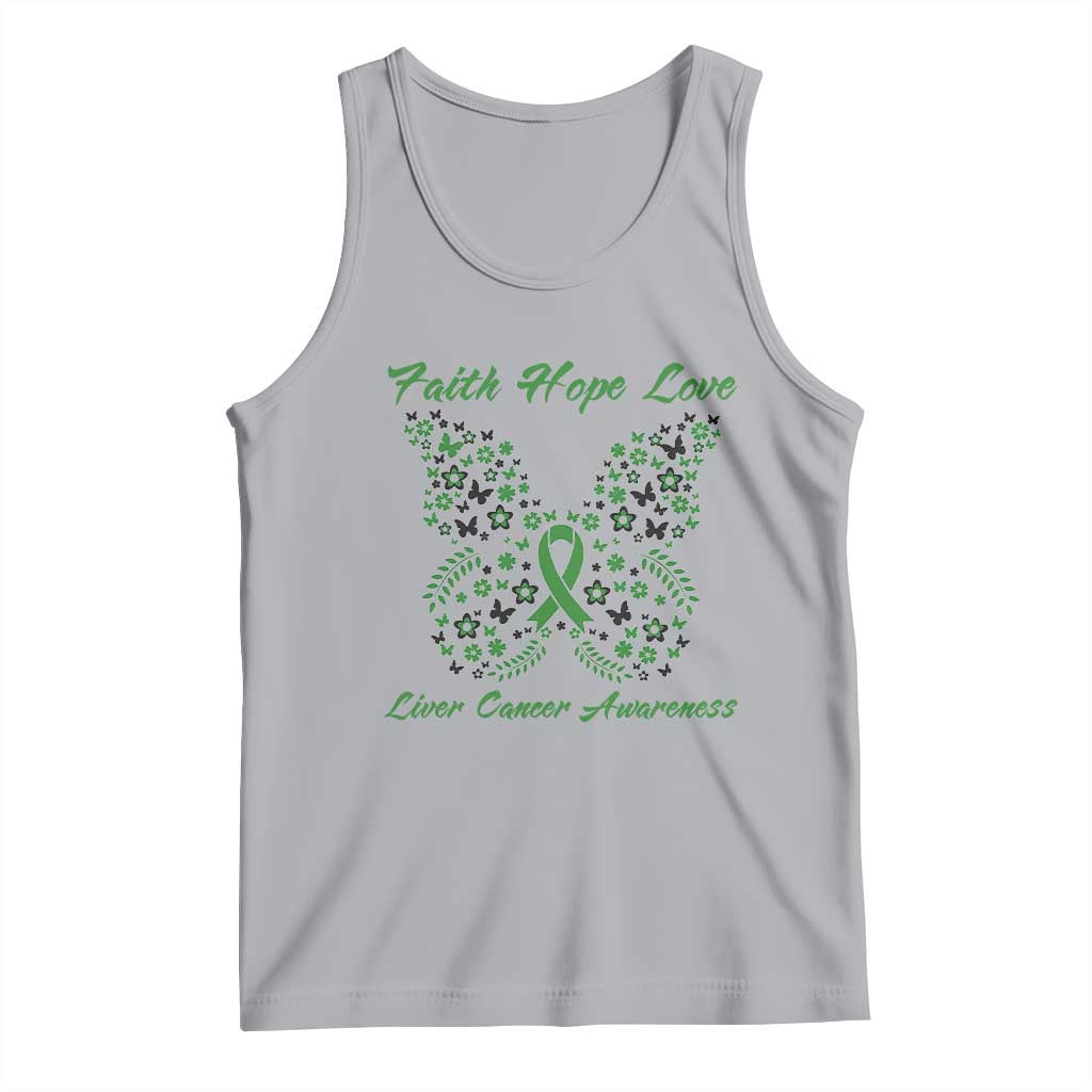 Faith Hope Love Liver Cancer Awareness Tank Top Butterfly Ribbon Floral Gift