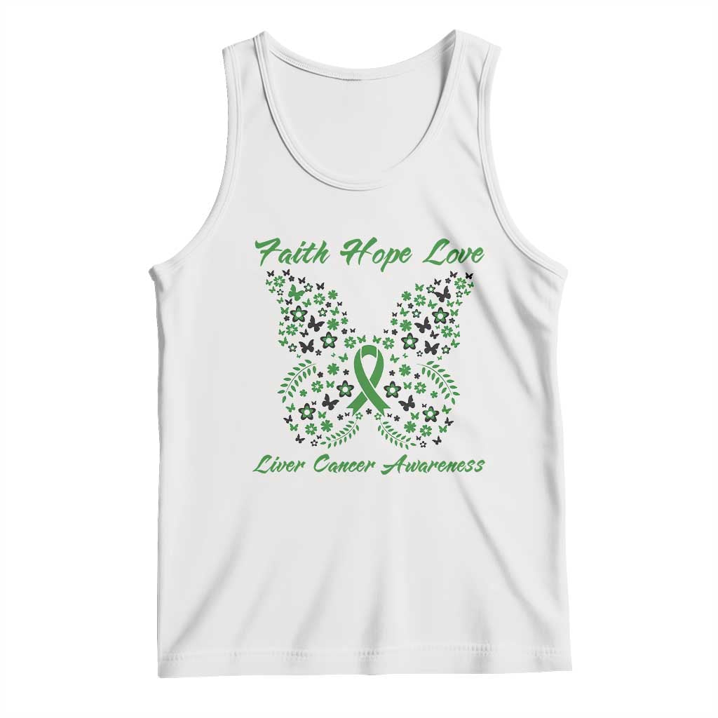 Faith Hope Love Liver Cancer Awareness Tank Top Butterfly Ribbon Floral Gift