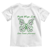 Faith Hope Love Liver Cancer Awareness Toddler T Shirt Butterfly Ribbon Floral Gift